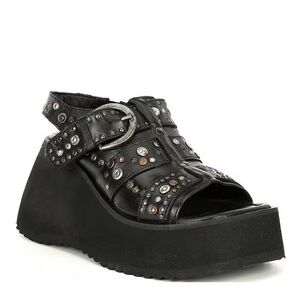 Free People Ace Leather Studded Wedge Platform Sandals